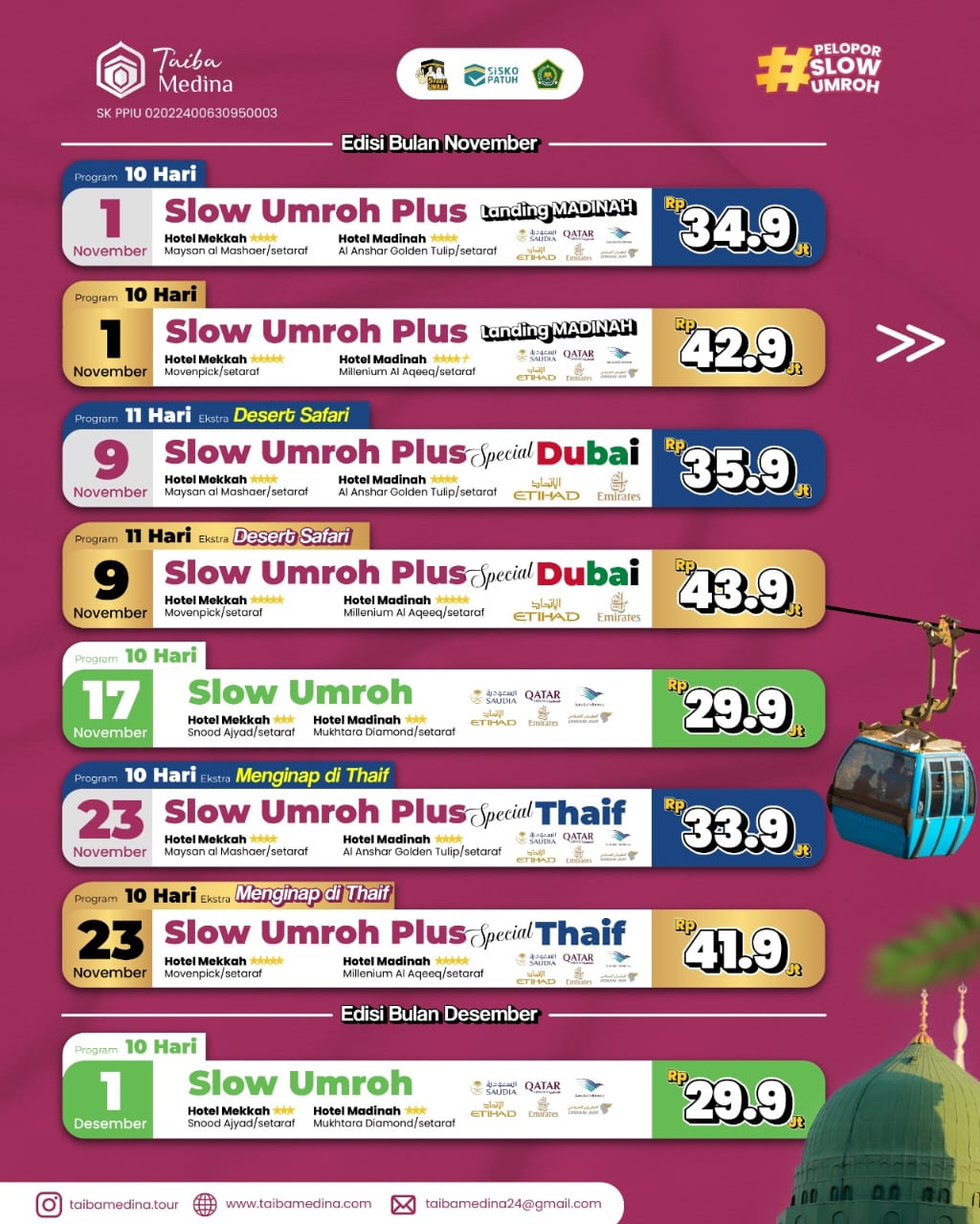 Slow Umroh Plus Landing Madinah | 1 November 2026