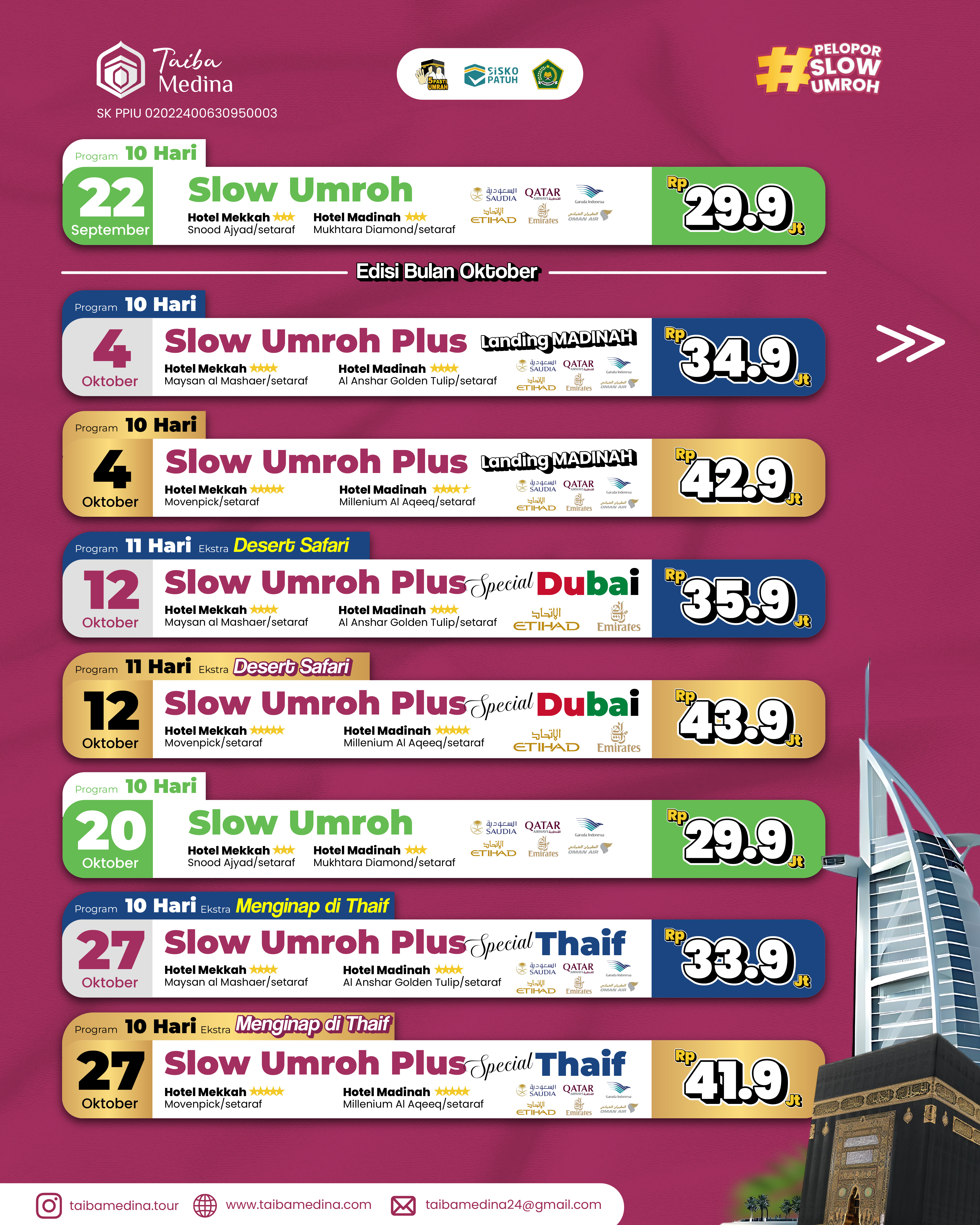 Slow Umroh | 10 Hari I 20 Oktober 2026