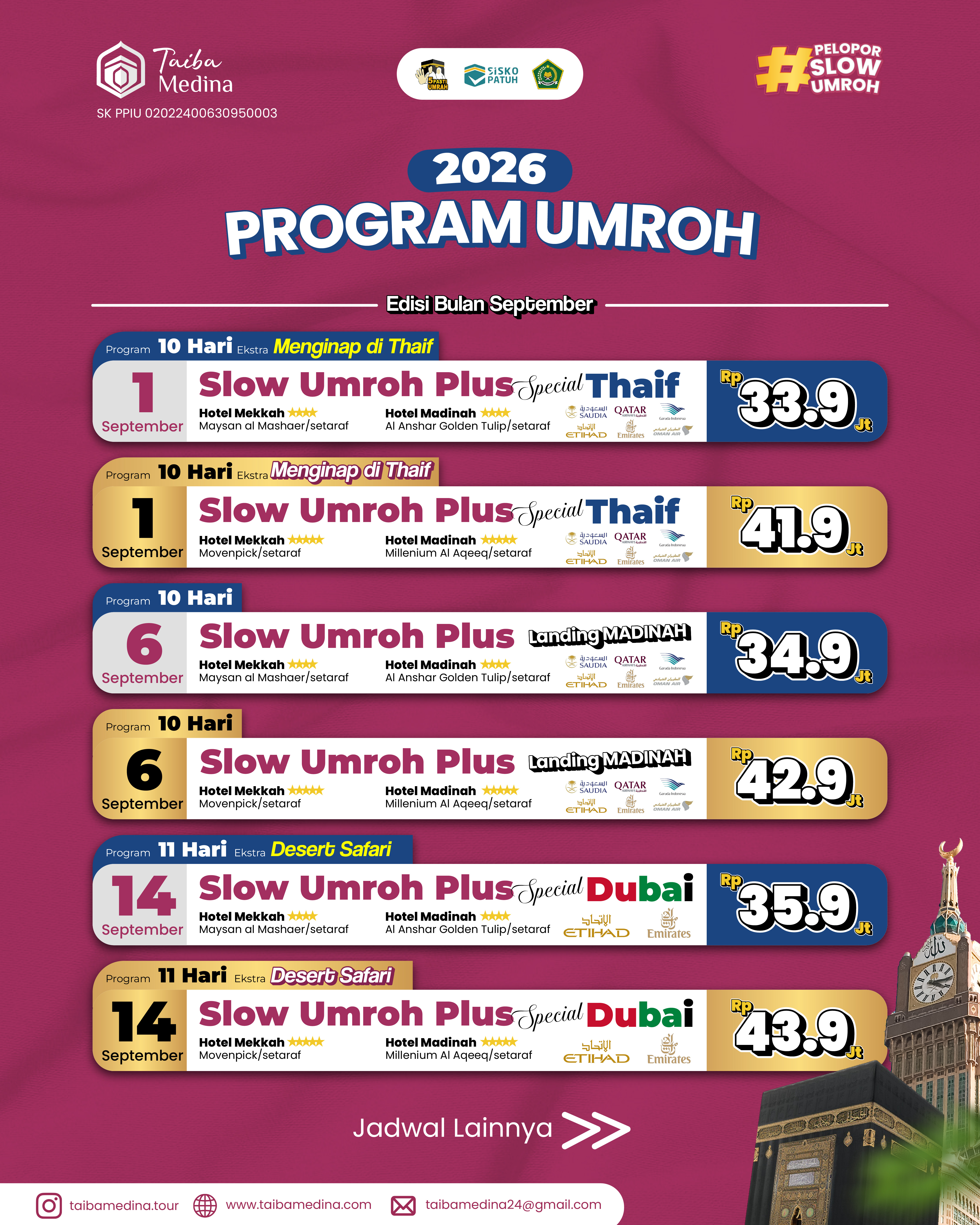 Slow Umroh Plus Landing Madinah | 6 September 2026