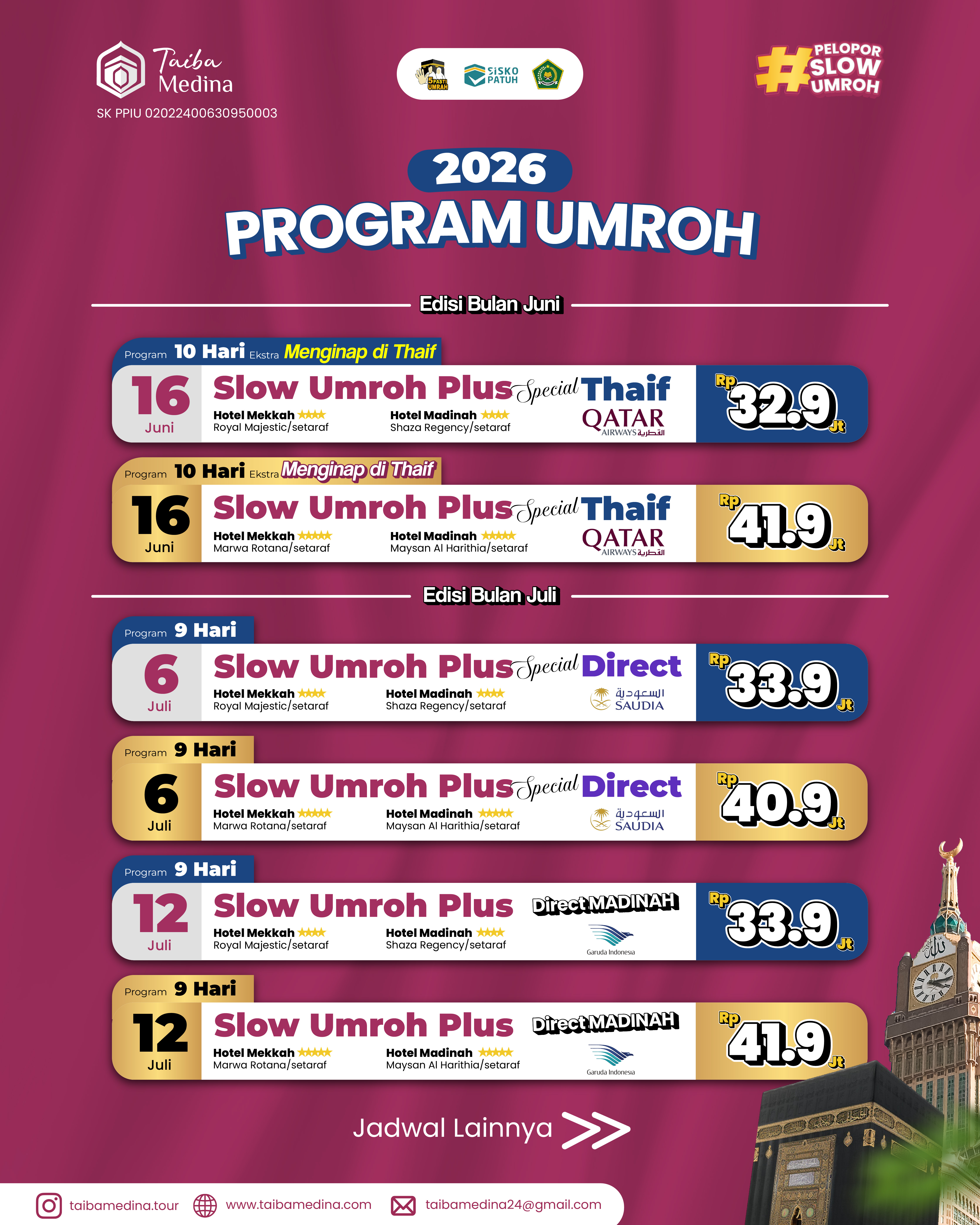 SLOW UMROH PLUS SPECIAL THAIF DIRECT | 6 JULI 2026