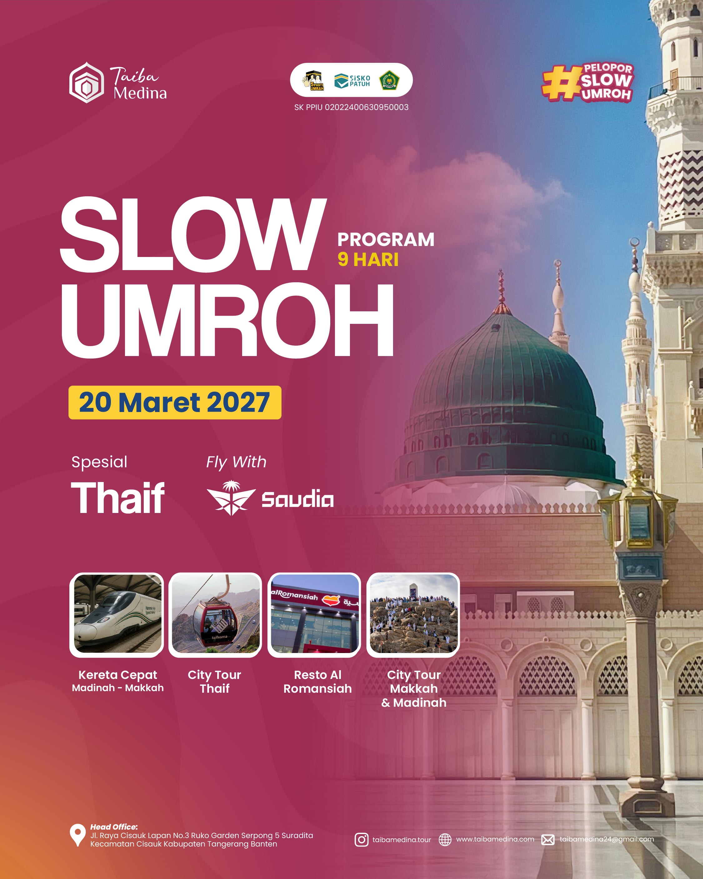 SLOW UMROH DIRECT SPESIAL THAIF 9 HARI | 20 MARET 2027